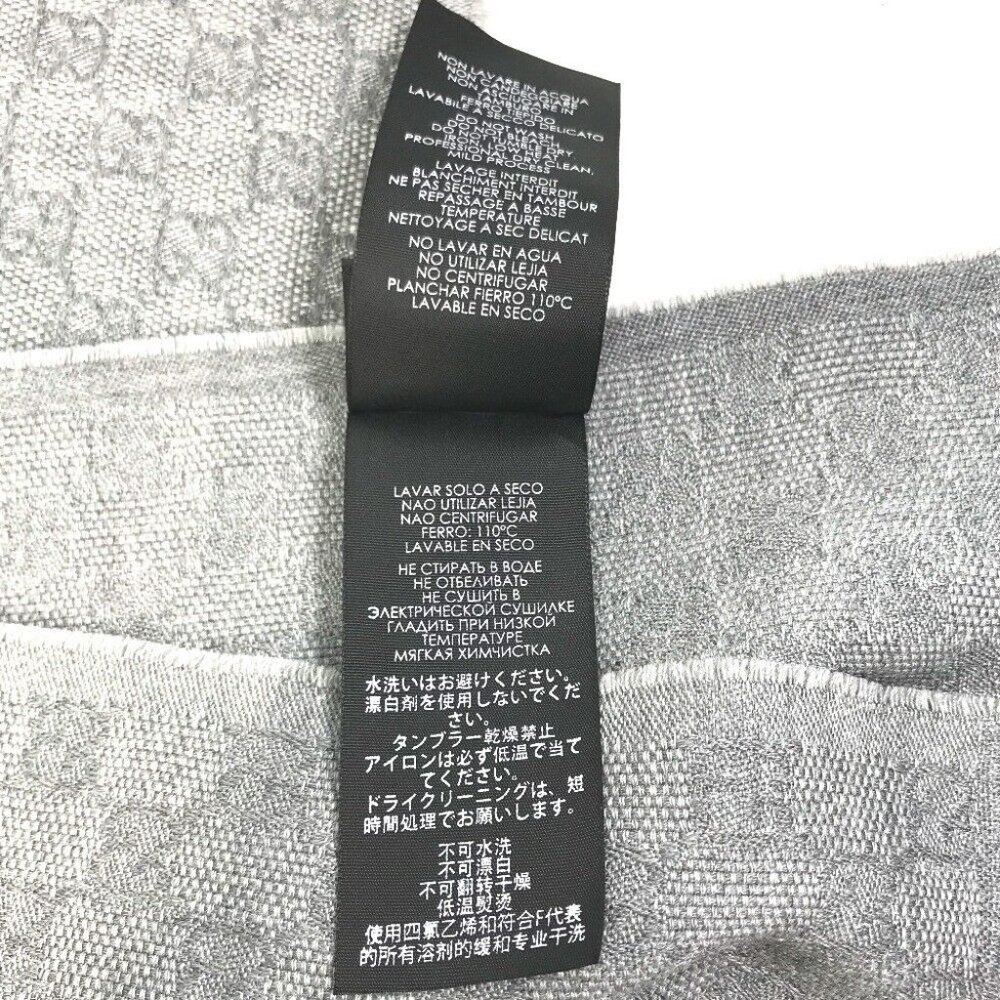 GUCCI 542984 GG fringe Scarf wool / silk Gray x blue x black - Picture 9 of 9